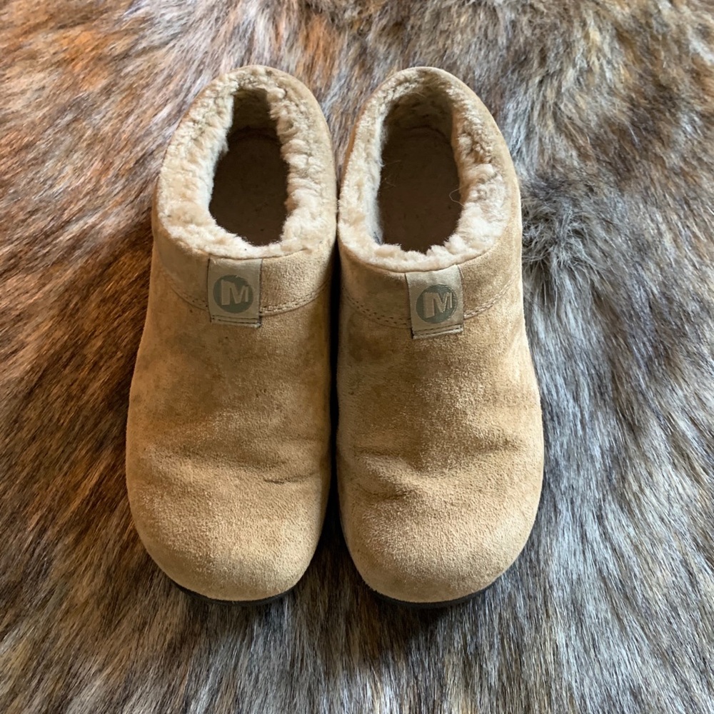 Merrill Tan Sued Fur Lined Slip Ons